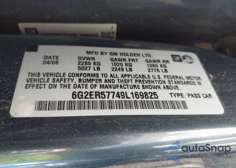 2009 Pontiac G8 from USA, damaged, VIN 6G2ER57749L169825